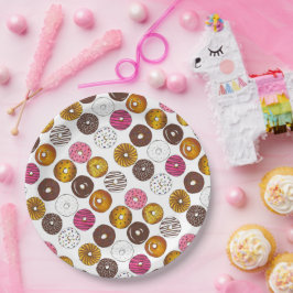 Dutzend Donuts Doughnut Frühstück Junk Food Feinsc Pappteller