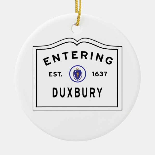 Duxbury MA tritt in Signatur-Keramik ein Keramik Ornament (Vorne)