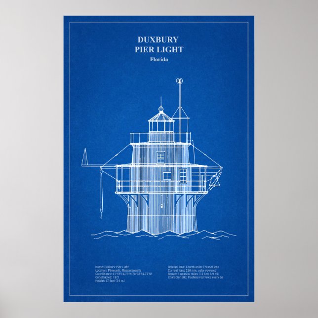 Duxbury Pier Light Lighthouse - Massachusetts - AD Poster (Vorne)