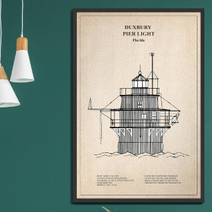 Duxbury Pier Light Lighthouse - Massachusetts - SB Fotodruck