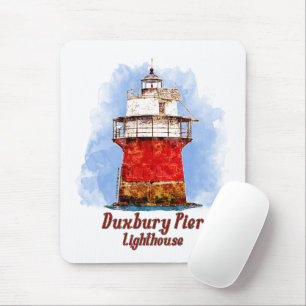 Duxbury Pier Lighthouse Wasserfarbe - Massachusett Mousepad