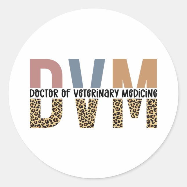 DVM Doktor der Veterinärmedizin Leopard Print Runder Aufkleber (Vorderseite)
