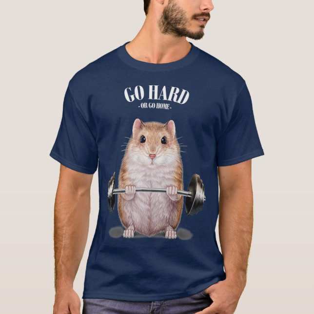 Dwarf Hamster Weightlift in Fitness Gym T-Shirt (Vorderseite)