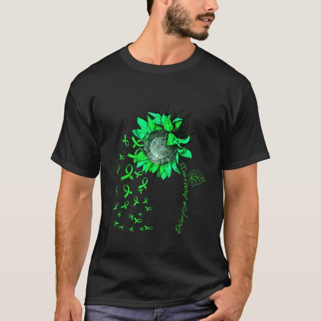 DWARFISM AWARENESS Sonnenblumen Grüne Schleife T-Shirt (Vorderseite)