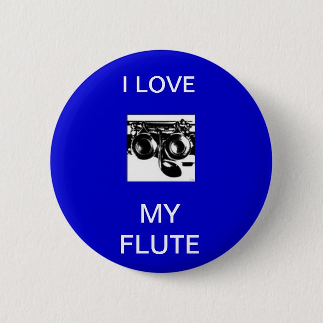 dwarsfluit,  I LOVE, MY FLUTE Button (Vorderseite)