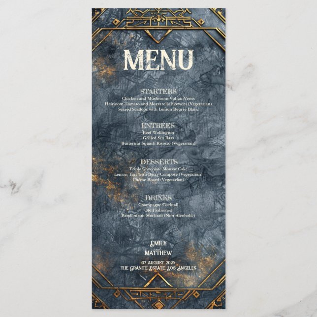 Dwarven Splendor Fantasy Wedding Menu Menükarte (Vorderseite)