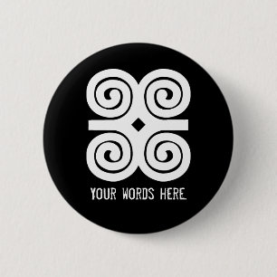 Dwennimmen Strength Humility weißes Adinkra Symbo Button