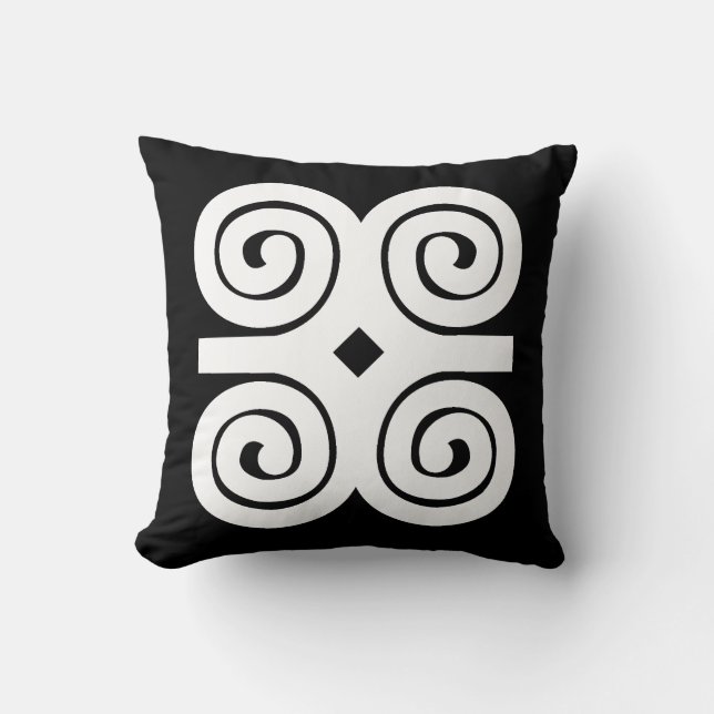 Dwennimmen Strength|Humility weißes Adinkra Symbol Kissen (Vorderseite)