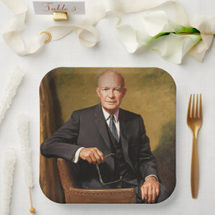 Dwight Eisenhower Präsident Weißes Haus Porträt Pappteller