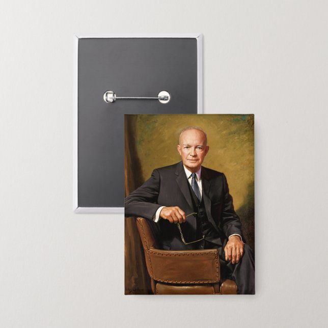 Dwight Eisenhower President White House Portrait Button (Vorderseite/Rückseite)