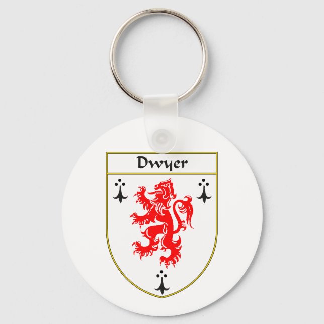 Dwyer Coat of Arms/Family Crest Schlüsselanhänger (Vorderseite)