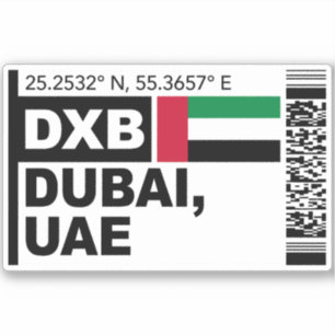 DXB Dubai Bordkarte - UAE Reise Aufkleber