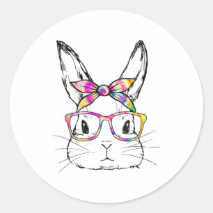 Dy Niedlich Bunny Face Gefärbte Krawatte Gles Oste Runder Aufkleber