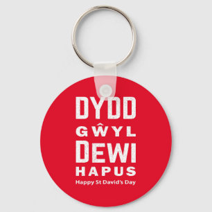 Dydd GÆDewi Hapus Happy St Davids Day 4 Schlüsselanhänger