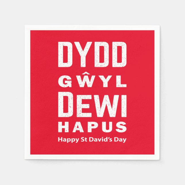 Dydd GÆDewi Hapus Happy St Davids Day 4 Serviette (Vorderseite)