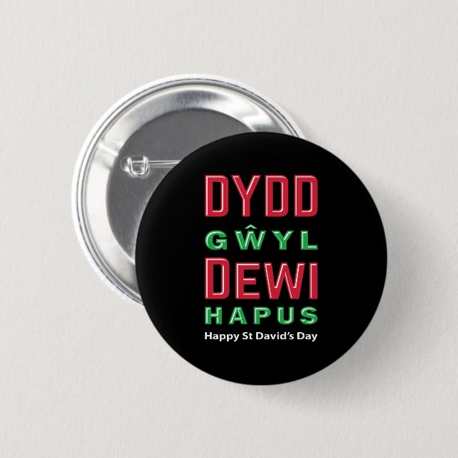 Dydd GÆDewi Hapus Happy St Davids Day 5 Button (Vorne & Hinten)