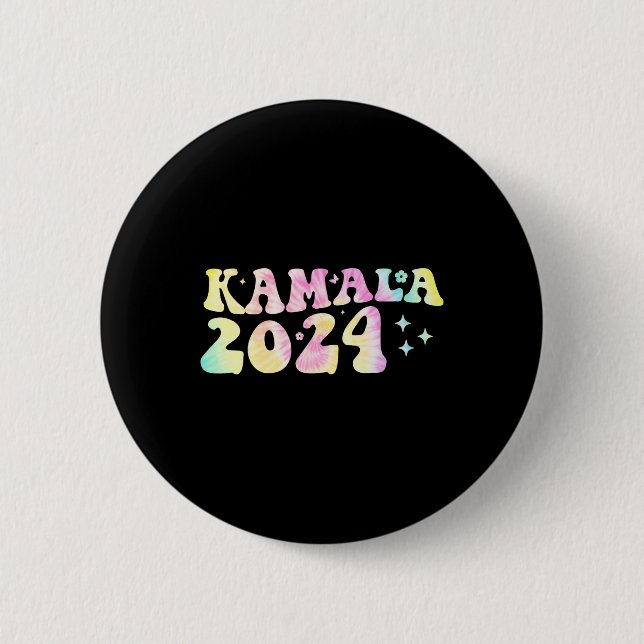 Dye Groovy Wavy Kamala Harris Harris Replace Biden Button (Vorderseite)