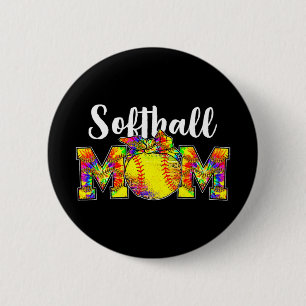 Dye Softball Mama T-Shirt Softball Game Day Vibes  Button