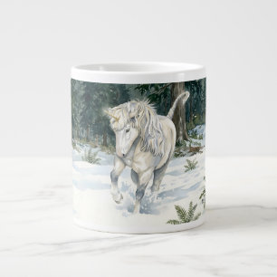 Dyfra Isländisches Einhorn tollt im schneebedeckte Jumbo-Tasse