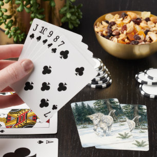 Dyfra Isländisches Einhorn tollt im schneebedeckte Spielkarten