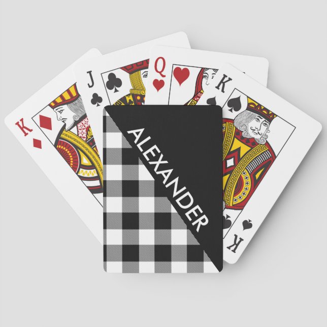DYI BG Blk Buffalo Kariert 2 Dreiecke Diag Weiß Spielkarten (Rückseite)