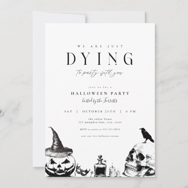 Dying to Party Adulte Halloween Invitation de la f (Devant)
