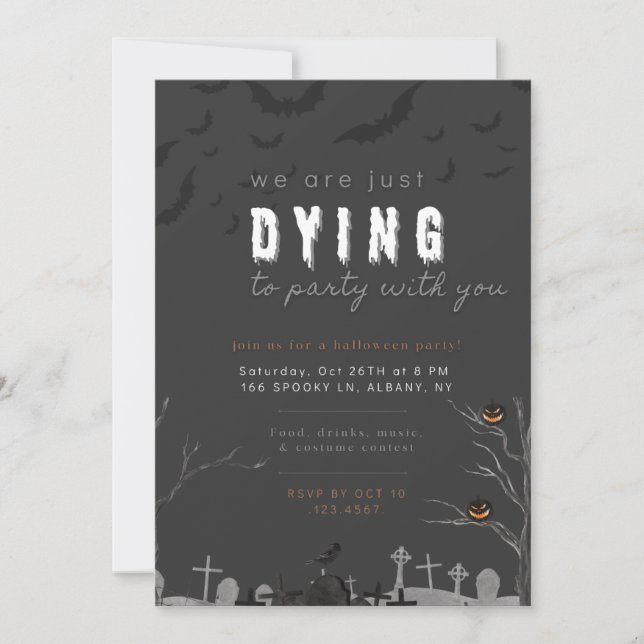 Dying to Party Halloween Invitation (Devant)