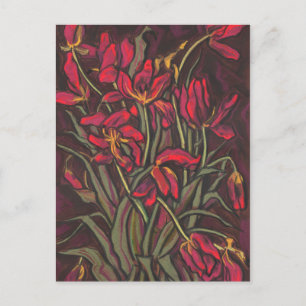 Dying Tulips Red Blume Statement Floral Painting Postkarte