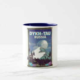 Dykh-Tau Russland Reiseplakat. Zweifarbige Tasse