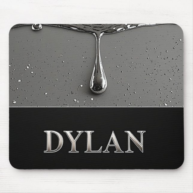 Dylan Chrome Namensschild mit flüssigen Metalltrop Mousepad (Vorne)