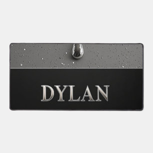 Dylan Chrome Namensschild mit flüssigen Metalltrop Schreibtischunterlage