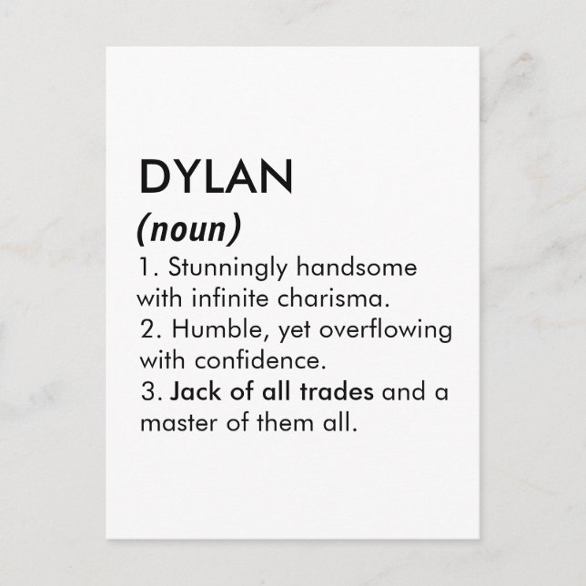 Dylan name, Editable name, Custom name Postkarte (Vorderseite)