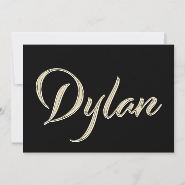 Dylan Name white gold Handwriting Karte (Vorderseite)