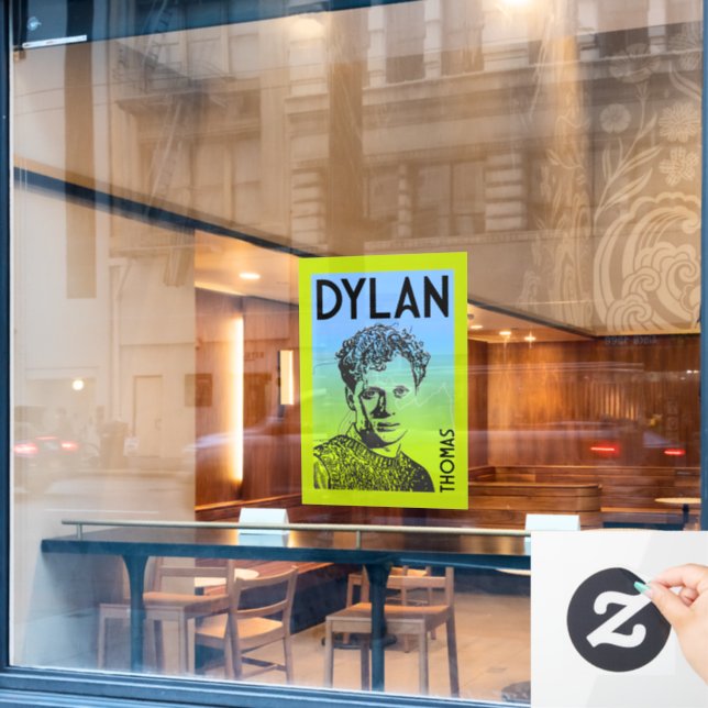 Dylan Thomas Welsh Poet Fensteraufkleber (Café-Fenster)