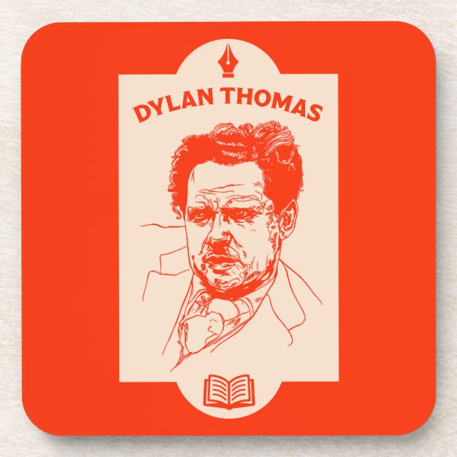 Dylan Thomas Welsh Poet Getränkeuntersetzer (Vorderseite)