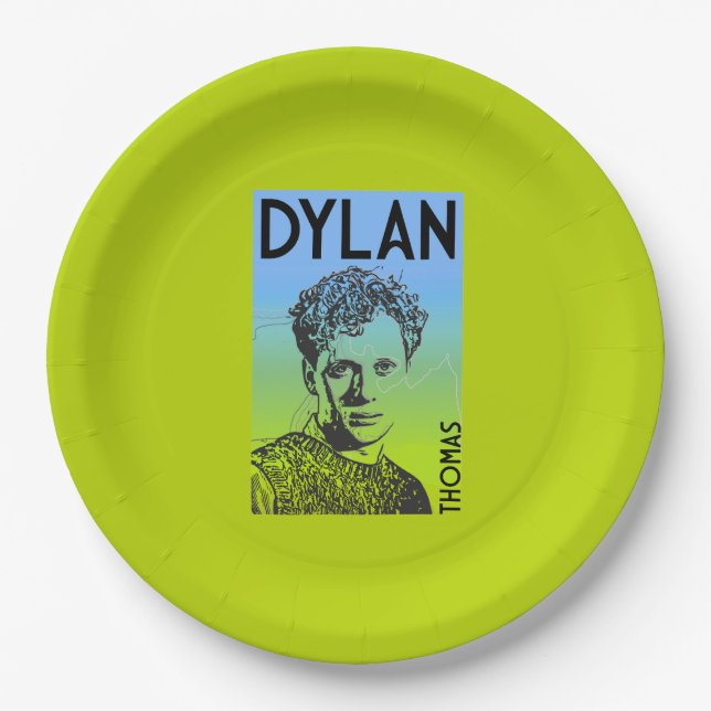 Dylan Thomas Welsh Poet Pappteller (Vorderseite)