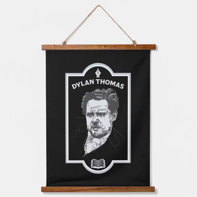 Dylan Thomas Welsh Poet Wandteppich Mit Holzrahmen (Vorderseite)