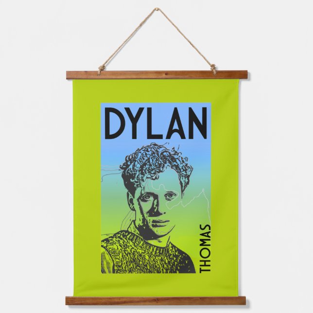 Dylan Thomas Welsh Poet Wandteppich Mit Holzrahmen (Vorderseite)