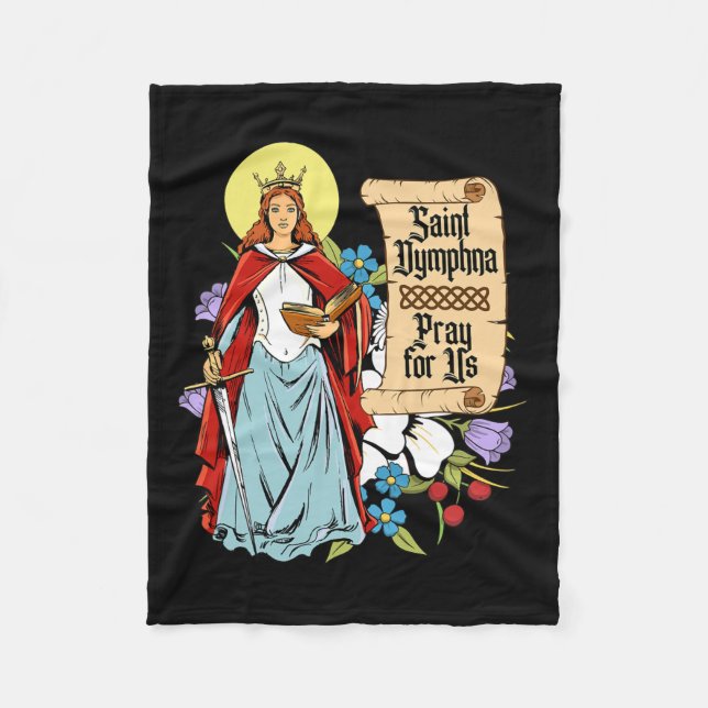 Dymphna Purity Lily Patron St. Mental Health Cat Fleecedecke (Vorderseite)