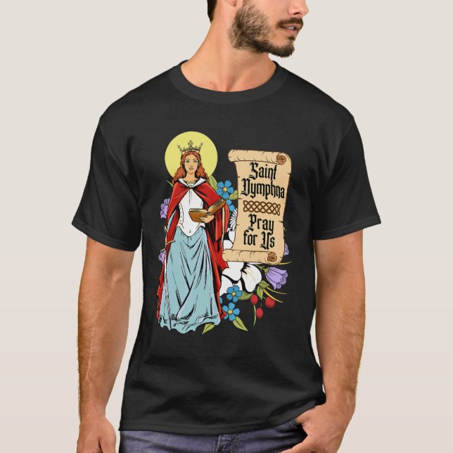 Dymphna Purity Lily Patron St. Mental Health Cat T-Shirt (Vorderseite)