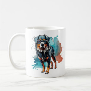 Dynamic Bernese Dok Zeichnend Aquarelltuch Kaffeetasse