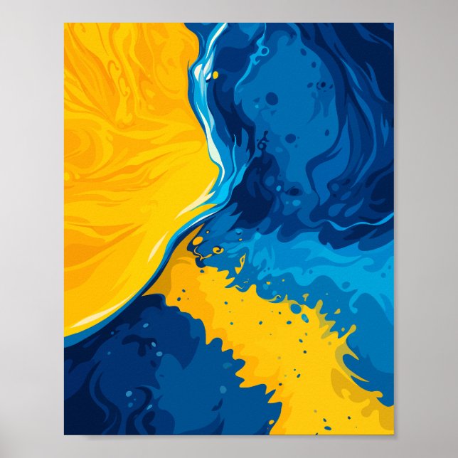 Dynamic Blend of Yellow, Blue, & Orange Accents Poster (Vorne)