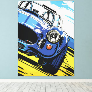 Dynamic Blue Roadster Pop Art Dash Leinwanddruck