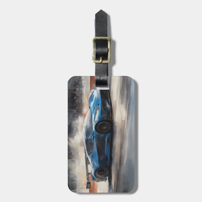 Dynamic Blue Urban Race Scene Gepäckanhänger (Vorderseite vertikal)