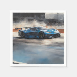 Dynamic Blue Urban Race Scene Serviette