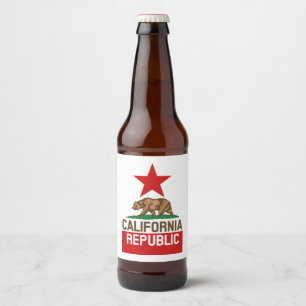 Dynamic California State Flag Graphic on a Bierflaschenetikett