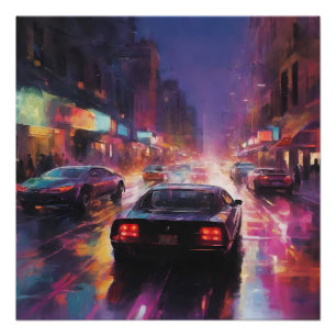 Dynamic Cityscape Racing Poster