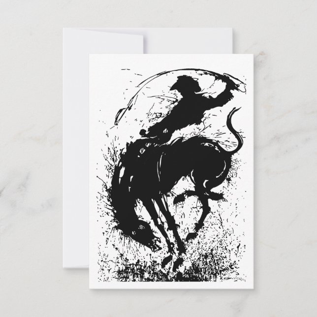Dynamic Cowboy Rodeo Silhouette Art (Vorderseite)