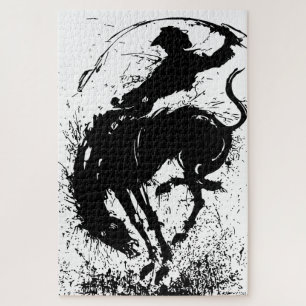 Dynamic Cowboy Rodeo Silhouette Art