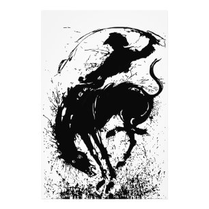 Dynamic Cowboy Rodeo Silhouette Art Fotodruck